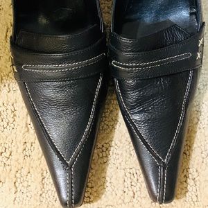 Black all leather shoes size 8